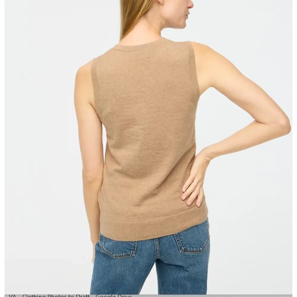 J.Crew Shell Sweater Tank Womens XL Heather Mushroom Sleeveless Knit Crew Neck